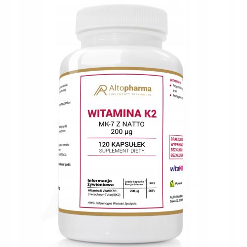 Altopharma® VitaMK7 Vitamin K2 200µg - Prirodna, Veganska Formula za Zdravlje Koštanog i Krvožilnog Sustava, 120 Kapsula