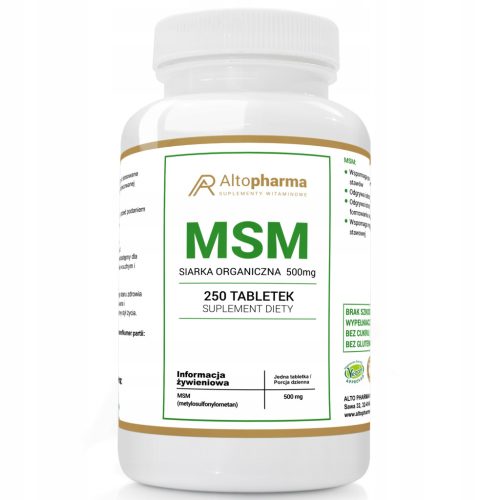 MSM Siarka Organska 500mg - Suplement za Zglobove i Kosti, 250 Tableta