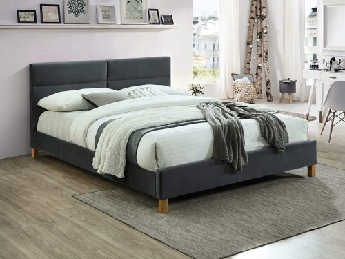 SIERRA VELVET bračni krevet 160x200 sive boje SIGNAL