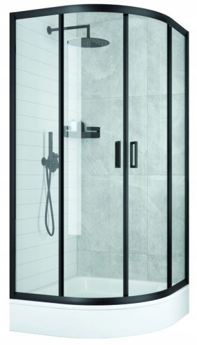 Liveno Ultra tuš kabina, dupla klizna vrata 80 x 80 cm + Vena Korfu/Como/Hall polukružna tuš kada 80 x 80 cm