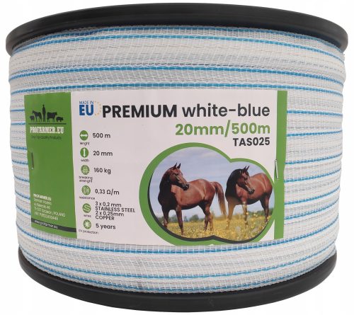 Premium električna traka za ogradu za pastirske konje 2 cm/500 m - 160 kg