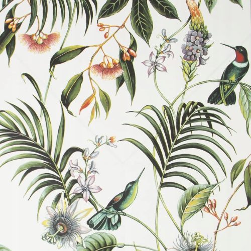 Colorful Vinyl Non-Woven Wallpaper with Birds and Leaves