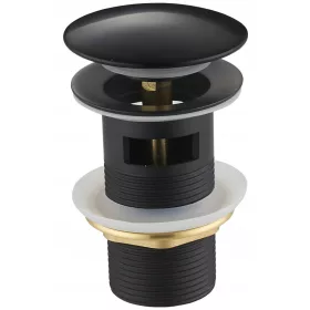 Mexen crni klik-klak čep za umivaonik s prelivom