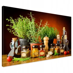   Moderni otisak za kuhinju na platnu za zid, motiv začina, 120x80