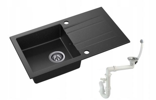 Crni Granit Sudoper s Jednom Koritom Moderno Acqua 75x42 + Sifon