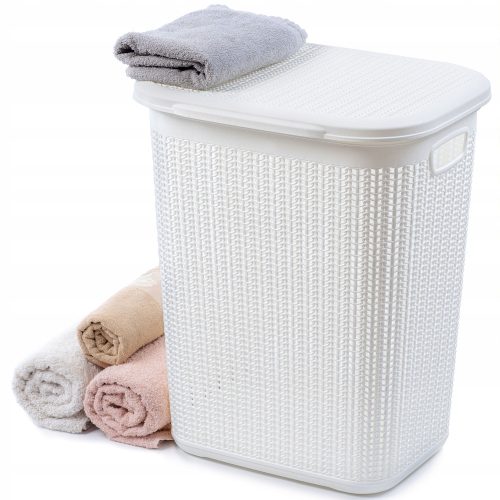 Košara za rublje s poklopcem 50L, bijela