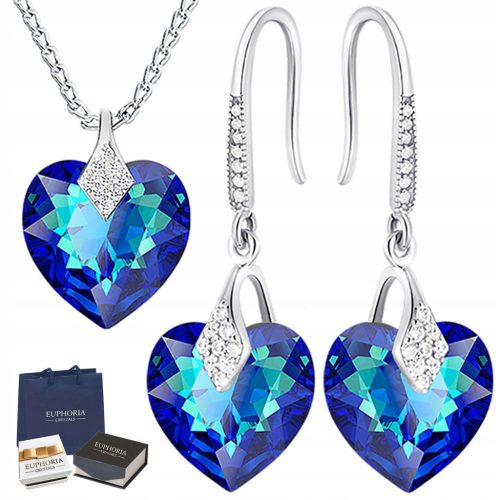 Nakit Magic Hearts, set srebrni, naušnice i ogrlica s privjeskom, komplet za poklon, cirkoni