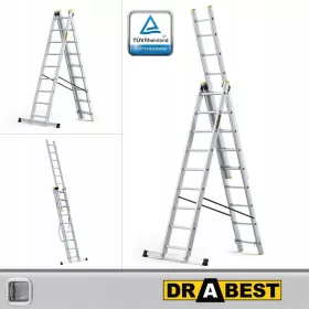 Drabest ljestve 5,84 m aluminijske 3 x 9 do 150 kg
