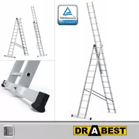 Drabest ljestve 8,1 m aluminijske 3 x 12 do 150 kg
