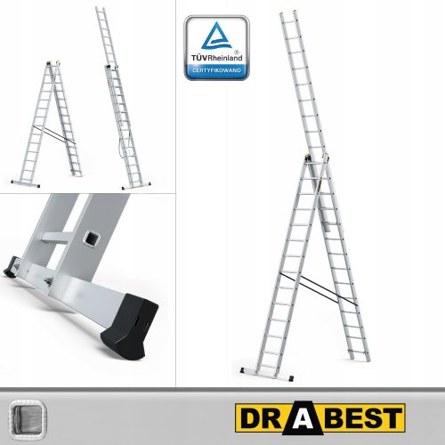 Drabest ljestve 9,62 m aluminijske 3 x 14 do 150 kg