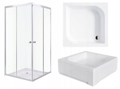 Invena Parla tuš kabina, dupla vrata, klizna 80 x 80 cm + Besco ares kvadratna tuš kada 80 x 80 cm